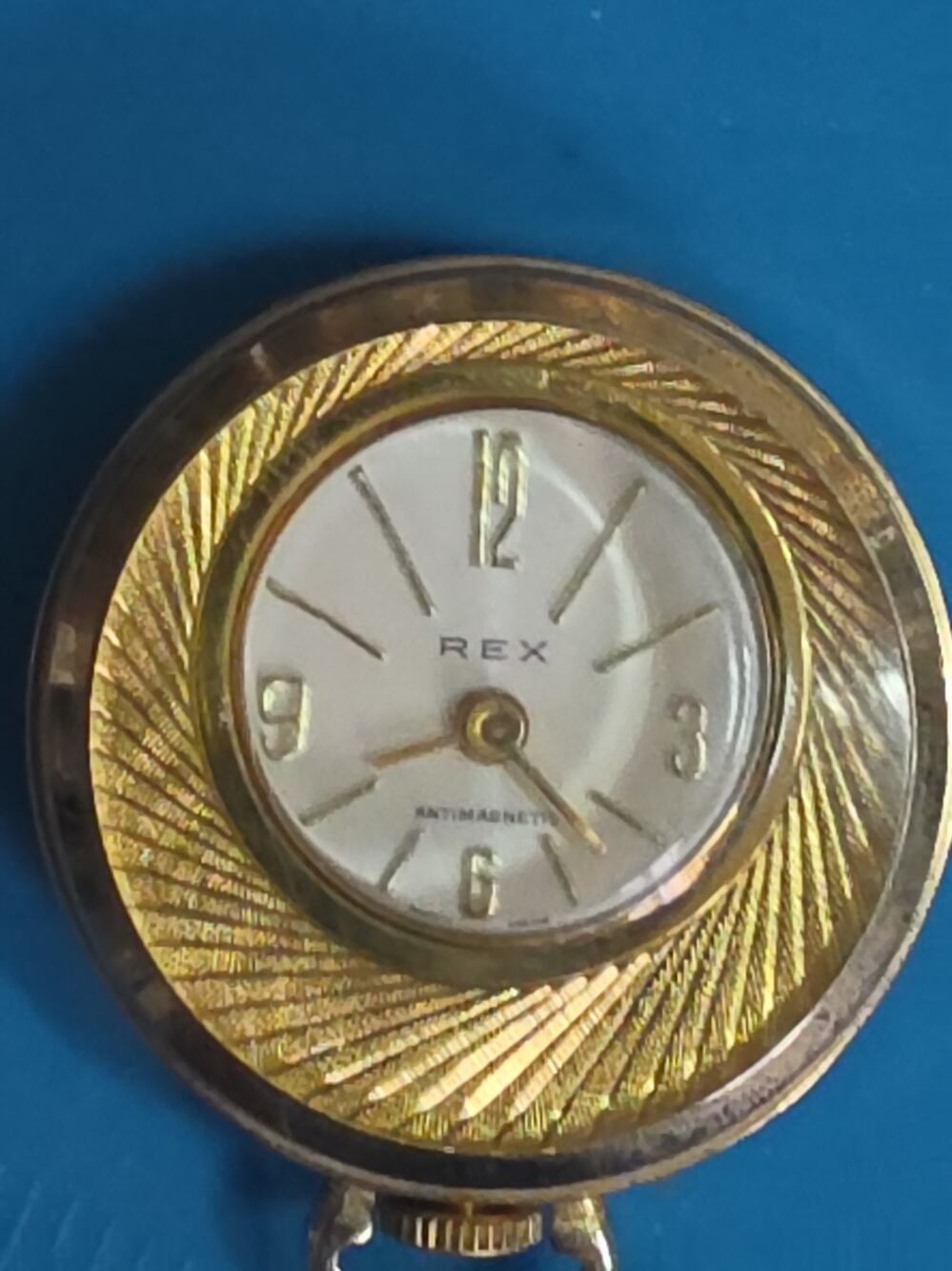 Vintage Swiss Rex Saxony Gold Platd Antimagnetic Pocketwatch With 30" Chain Runs